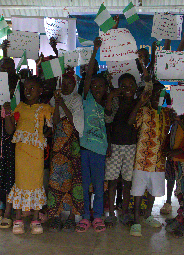 Community members participating in a civic education session